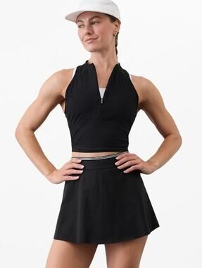 Athleta Ace Advantage High Rise Tipped 13.5" Skort, Black with White Trim